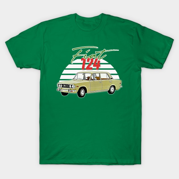 Fiat 124 / Retro Italian Car Lover Gift Design T-Shirt by DankFutura